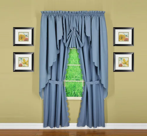 Miniatura 14 de Today's Curtain, Orleans - Cortina festoneada, inserto de ventilador azul, 30 pulgadas de ancho x 40 pulgadas de largo, azul