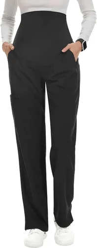 Miniatura 4 de POSHGLAM Pantalones médicos de maternidad para mujer, pantalones de trabajo, estilo casual, pantalones de embarazo, S-XXL
