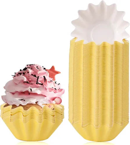Miniatura 11 de 100 PCS Moldes de Papel Brioche para Hornear Moldes para Cupcakes Papel Antiadherente Recubierto Moldes Estándar para Muffins para Bodas Fiestas Rosa