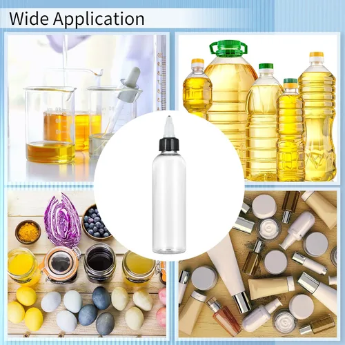 Miniatura 6 de 24 botellas dispensadoras transparentes de 2 onzas, botellas de plástico exprimibles con tapas giratorias para aceites, tintas y líquidos