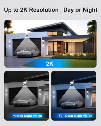 Miniatura 4 de Cámara de seguridad solar inalámbrica de 4MP para exteriores, cámara PTZ de vigilancia doméstica WiFi 2K con reflector, detección humana, alarma