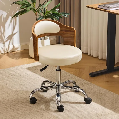 Miniatura 11 de VINGLI Silla de Escritorio de Oficina en Casa sin Brazos, Silla Giratoria Ajustable, de Doble Uso con/sin Ruedas, Pequeña Silla de Trabajo Curvada