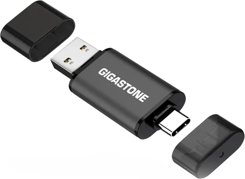 GIGASTONE - Unidad flash USB dual de 128 GB, USB 3.2 Gen 1, USB C+A 2 en 1, velocidad de hasta 100 MB/s, diseño de tapa de cabeza, Plug & Play para
