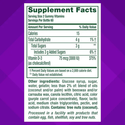 Miniatura 4 de Vitafusion Vitamina D3 de Fuerza Extra en Gomita, Sabor a Fresa para el Apoyo del Sistema Óseo e Inmunológico (1) 120