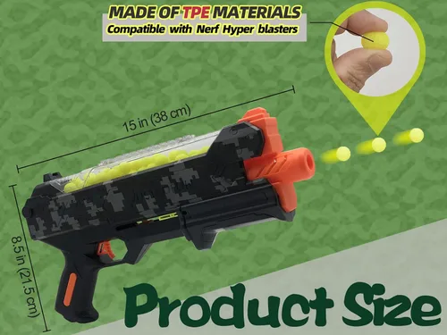 Miniatura 3 de YTSWELE Pistola Blaster con gafas protectoras con pistón de resorte y 100 rondas para hasta 110 FPS compatible con dardos Nerf Hyper Rounds, fácil