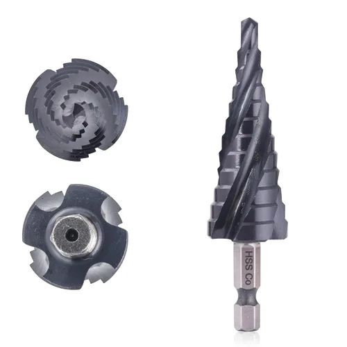 Miniatura 8 de M35 - Juego de brocas escalonadas de cobalto de cuatro estrías en espiral de 1/8 a 7/8 pulgadas, grado industrial, resistente al desgaste