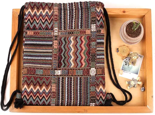 Miniatura 5 de Lobagve Mochila bohemia con cordón, bolsa de cincha ligera, bolsa de gimnasio, Color 1, Mochilas Daypack