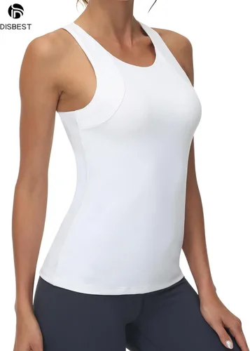 Miniatura 2 de Camiseta sin mangas de entrenamiento de cuello alto para mujer, brasier deportivo de cobertura completa con sujetadores de estante incorporado