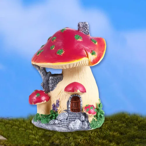 Miniatura 9 de Happyyami Decoración de plantas de casa de hongos en miniatura, figuras de hadas, estatua de hongos, adorno de estatua de hongo, adorno de bricolaje