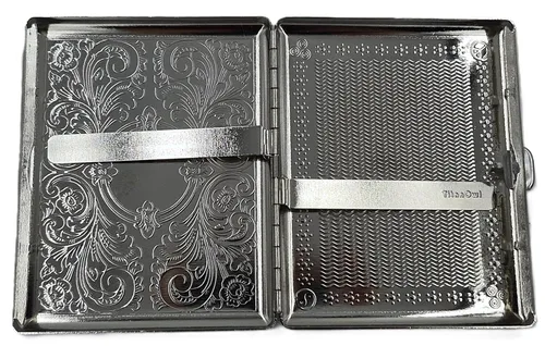 Miniatura 2 de Estuche para cigarrillos retro estilo victoriano de metal para tamaño regular, king y 100, tarjetero de bolsillo de seguridad, grande