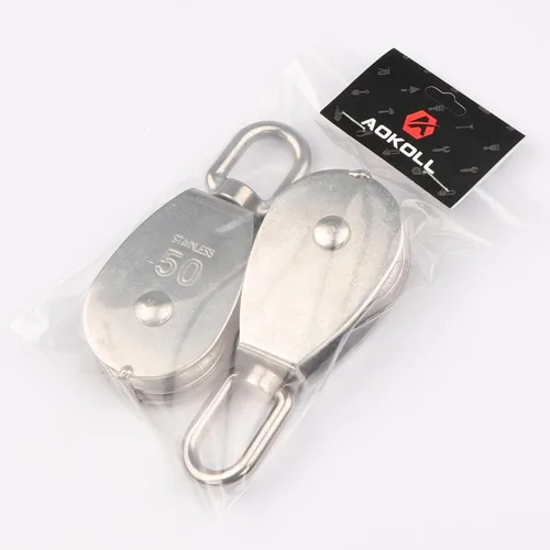 Miniatura 7 de M15 - Bloque de Tracción de Polea Simple con Gancho Giratorio para Grúa de Elevación, Acero Inoxidable 304, Cuerda de 1/4 pulgadas x Roldana de 3/5