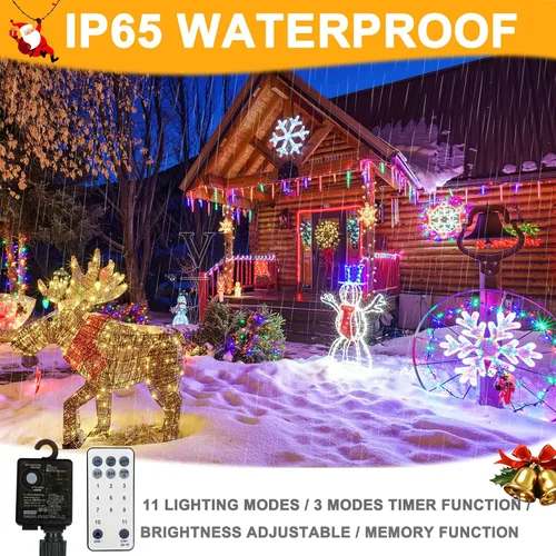Miniatura 6 de XUNXMAS Luces de Navidad con 300 luces LED de 108 pies que cambian de color con blanco cálido y multicolor, 11 modos, impermeable, conectable, tira