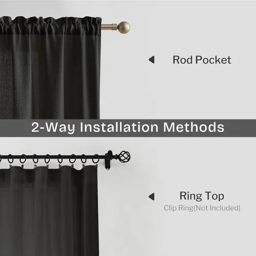 Miniatura 6 de Anpark Cortinas semitraslúcidas de lino con bolsillo para barra de cortina incluidas, cortinas semitransparentes, privacidad y serenidad