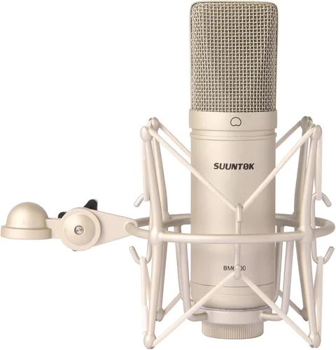 SUUNTOK Micrófono de condensador XLR, Kit de micrófono cardioide profesional de diafragma grande con montaje de choque, para estudio, transmisión en
