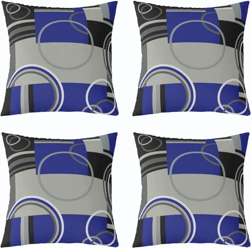 Miniatura 30 de Fundas de almohada geométricas modernas con rayas en rojo, marrón y negro, diseño retro de círculos y remolinos, juego de 4 fundas de almohada de 16