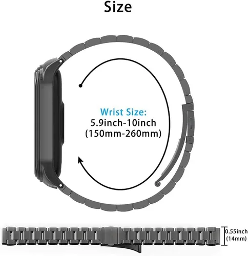 Miniatura 7 de Mi Band 6 Mi Band 5 Correa para Xiaomi Mi Band 4 3, Correa de reloj de acero inoxidable Pulsera de repuesto de metal para Mi Smart Band 6