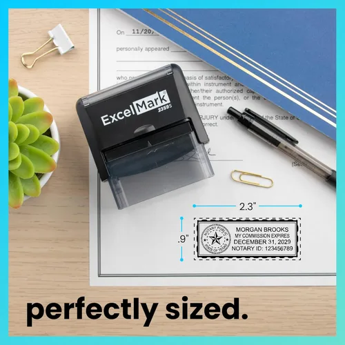 Miniatura 4 de ExcelMark Sello Notarial para los 50 Estados - Sello Oficial del Estado - Texas Negro