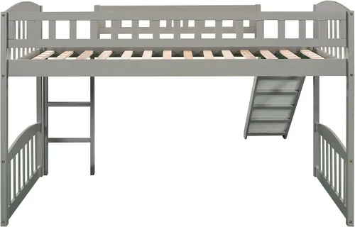 Miniatura 8 de Harper & Bright Designs Cama alta baja con tobogán, cama individual tipo loft para niños con barandilla de seguridad y escaleras, marco de cama
