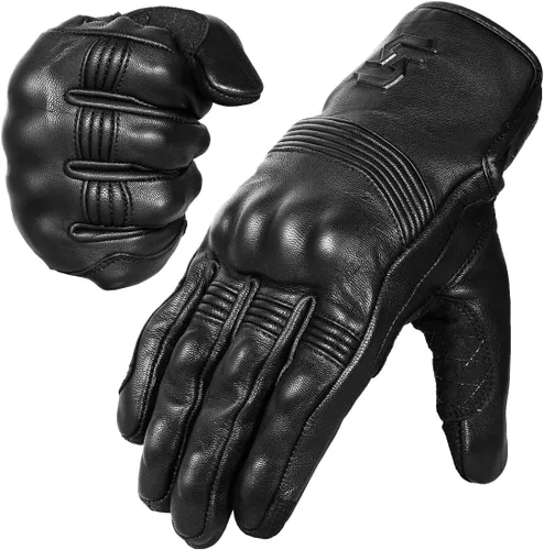Miniatura 9 de Guantes de motocicleta de cuero SATHIND para hombres y mujeres Pantalla táctil Dedo completo Guantes de motocicleta de piel de cabra