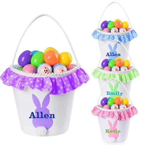 Miniatura 27 de Jocidea - Cesta de Pascua personalizada, paquete de 1 cestas de Pascua personalizadas para niñas y niños, cesta de Pascua personalizada para bebés