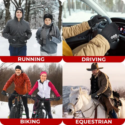 Miniatura 6 de HANDLANDY Guantes de invierno para hombres y mujeres, aislados impermeables para clima frío, guantes térmicos para ciclismo, esquí, equitación