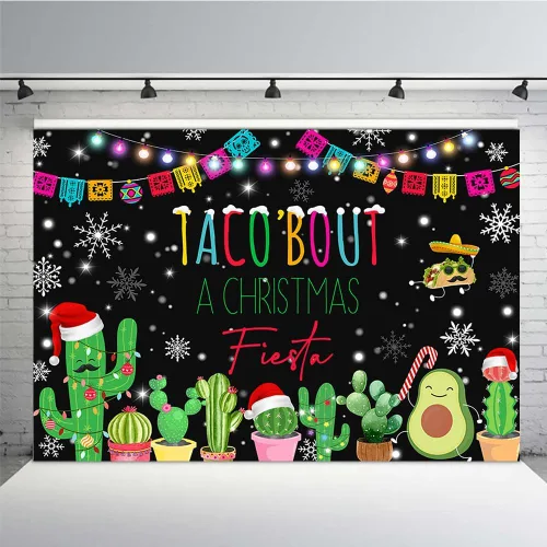 MEHOFOND Telón de fondo de fiesta de Navidad de 7 x 5 pies, decoración de fiesta de Navidad mexicana, fiesta de Navidad, fotografía, fondo mexicano,