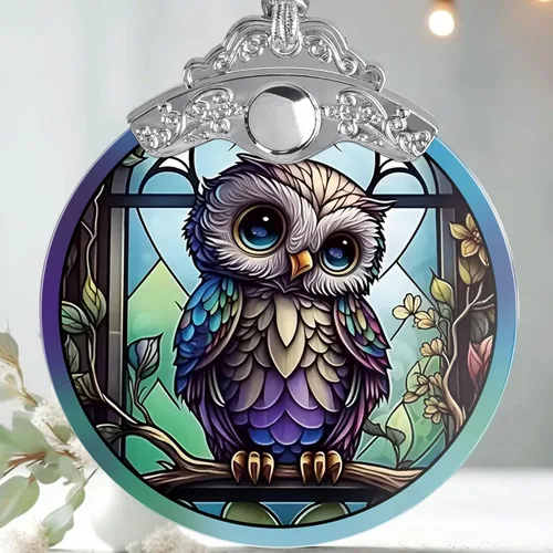 Jocidea Adornos navideños de búho - Adornos festivos de vidrio manchado, adornos para árbol de Navidad, regalos de Navidad para amantes de los búhos