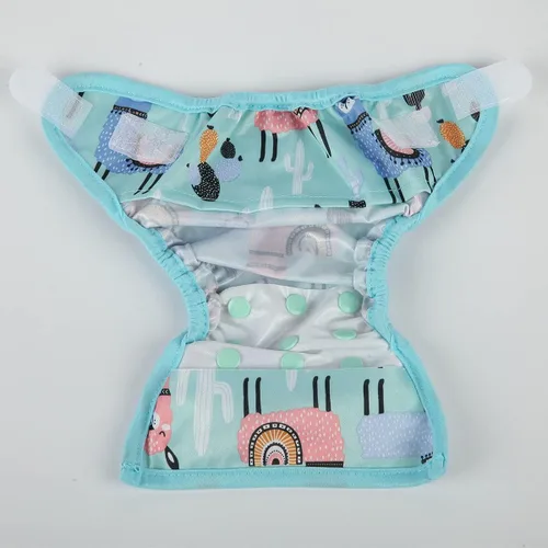 Miniatura 4 de Pañal para recién nacido con broche y bucle, alpaca azul, talla 1 Alpacas Azules