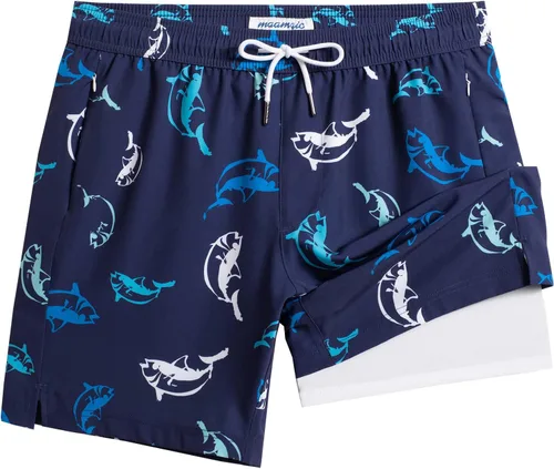 Miniatura 17 de maamgic Traje de Baño para Hombre 2 en 1, Pantalones Cortos de Natación de 17.8 cm para Hombre, Trajes de Baño, Pantalones Cortos de Tabla