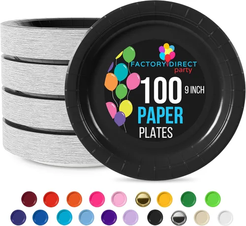 Miniatura 18 de Exquisite Party Solids - Platos desechables de papel amarillo de 7 pulgadas, para fiestas, 100 unidades, resistentes, 350 GSM, suministros