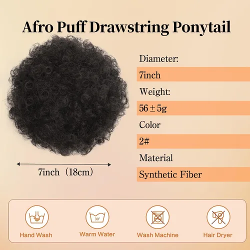 Miniatura 7 de AISI QUEENS Peluca de Cola de Caballo Afro con Cordón Rizada Crespa Rizada Peluca de Cola de Caballo con Clip para Mujeres Negras y Niños Sintética