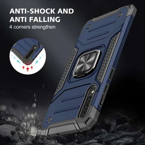 Miniatura 4 de Dionsibei Funda para Samsung Galaxy A50 A50S A30S grado militar con función atril incorporada con soporte de armadura, resistente a prueba de Azul