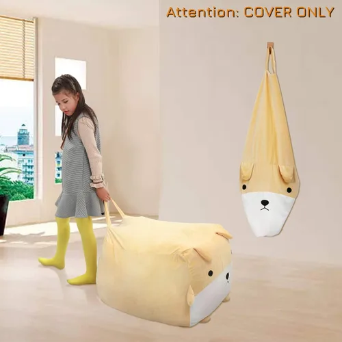 Miniatura 6 de Funda para puf de almacenamiento de animales de peluche para niños, lindo puf para niñas, tamaño grande, organizador de juguetes, solo sin relleno