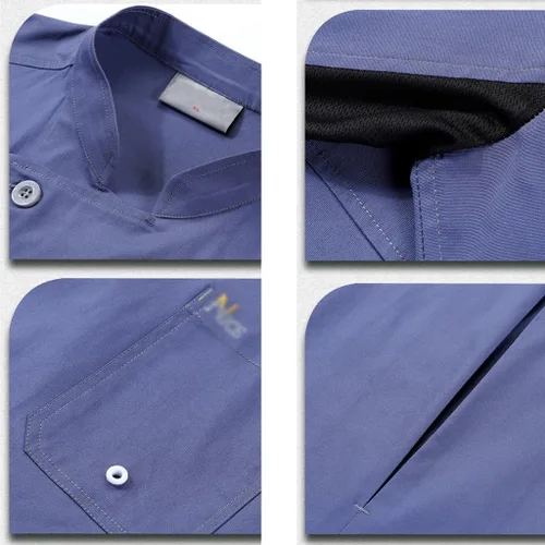 Miniatura 4 de Verano Manga Corta Unisex Chef Abrigo Cocina Chef Uniforme Transpirable Ropa de Trabajo Ropa de Cocinar Chaqueta de Chef
