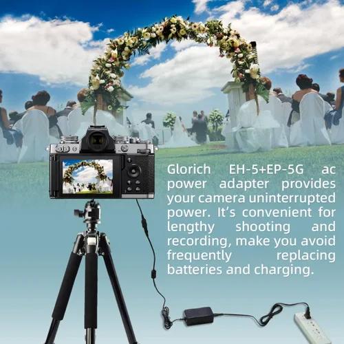 Miniatura 2 de Glorich EP-5G Acoplador DC EN-EL25 ENEL25 EN-EL25a ENEL25a Batería ficticia EH-5 Adaptador de fuente de alimentación de CA Conector de alimentación