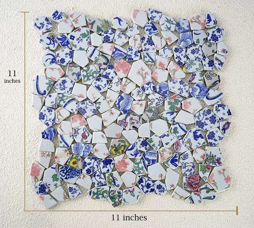 Miniatura 5 de Lanyani Azulejos de Porcelana de Cerámica Rota para Manualidades de Mosaico Azulejos de Mosaico de Plato de China Azul y Blanco Esmaltados