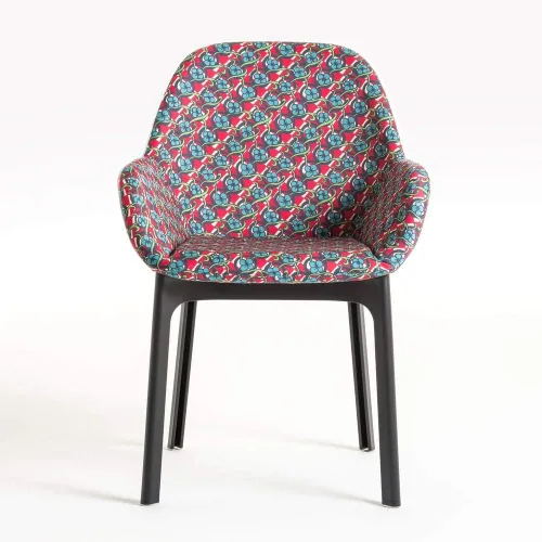 Miniatura 3 de Kartell SFCH-K4182-NA Silla de comedor, marco: negro, funda: Geometrico Rosso 22.8 in, D 22.2 pulgadas (22.2 in), H 33.5 pulgadas (33.5 in), SH18.9