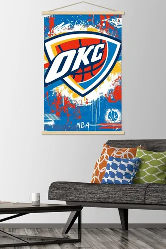 Miniatura 2 de Trends International NBA Oklahoma City Thunder - Póster de pared con logotipo Maximalist 23 con marco magnético