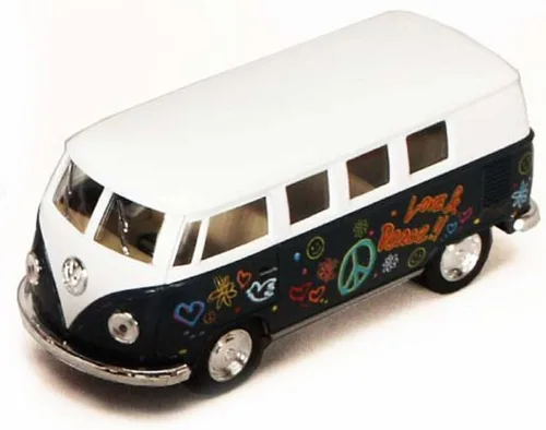 Miniatura 3 de KiNSMART Volkswagen Classic Bus 1962 escala 1:32 5 pulgadas, modelo de metal fundido a presión de juguete (4 juegos de potencia floral)