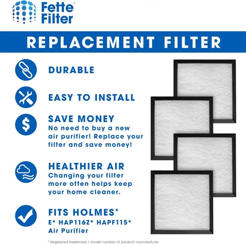 Miniatura 6 de Fette Filter - Filtros de repuesto compatibles con Holmes Filter E carbón activado y filtro de repuesto multicapa, compatible con modelos
