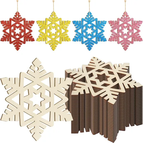 Miniatura 8 de Adornos de madera para árbol de Navidad para pintar, decoración de Navidad y Acción de Gracias, recortes sin terminar, 24 piezas de 3.5 x 3