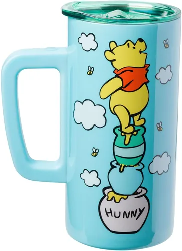 Miniatura 2 de Silver Buffalo Disney Winnie the Pooh Hunny - Taza de viaje de acero inoxidable de doble pared con asa, 15 onzas Winnie the Pooh (15 onzas)