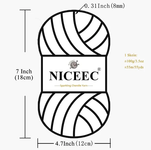 Miniatura 6 de NICEEC 3 Skeins - Hilo de felpilla suave para ganchillo y tejido, total de 10.6 onzas, color verde primavera