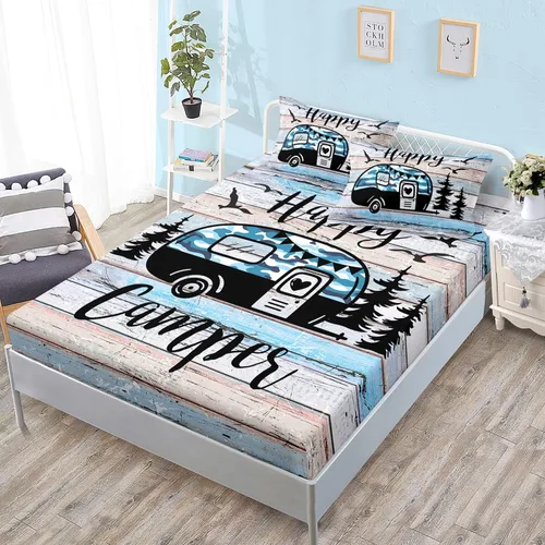 Miniatura 21 de HOSIMA Juego de sábanas bajeras con temática de tortuga marina, diseño de playa costera, para decoración de habitación de niños, adolescentes