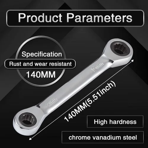 Miniatura 2 de KATUR 1 llave métrica de doble caja, llave de extremo de caja de doble anillo de cromo vanadio, herramientas manuales de reparación de automóviles