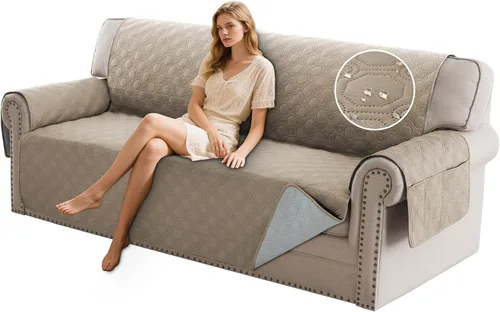 Miniatura 9 de PrinceDeco Funda para Silla y Sofá Impermeable Funda de Sillón Sofá Antideslizante Funda de Sofá Protector de Muebles con Correas Elásticas