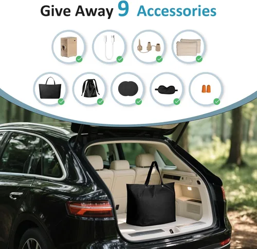 Miniatura 3 de Colchón de aire autoinflable para SUV con bomba eléctrica integrada, colchón de aire de coche para maletero, colchón portátil para automóvil