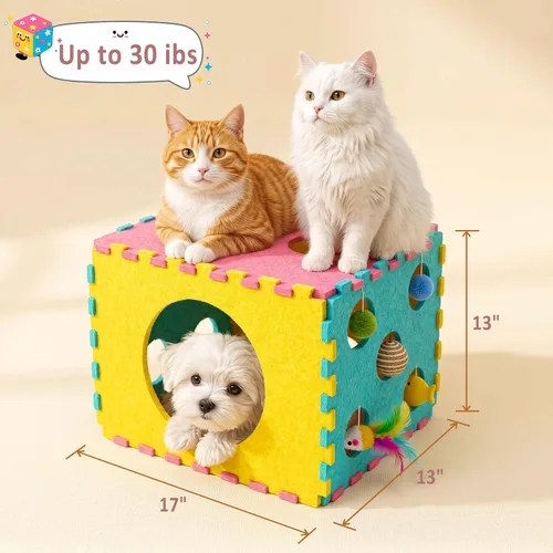Miniatura 7 de 41 Piezas Juguetes Interactivos para Gatos de Interior, Juguetes para Gatitos con Bonita Cama Casa para Gatos, Juguetes de Hierba Gatera, Cuerda