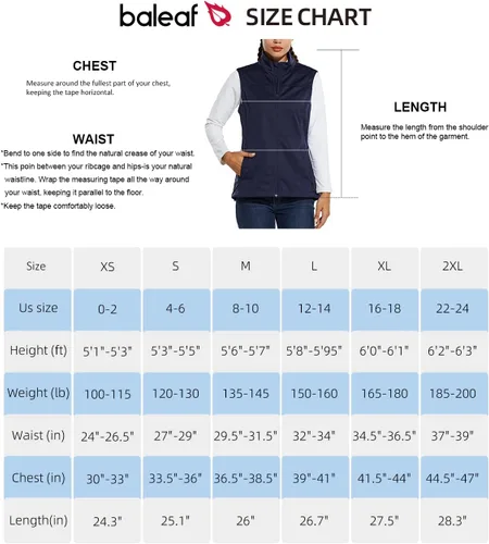 Miniatura 7 de BALEAF Chaleco ligero Softshell sin mangas para mujer, resistente al viento, cuello alto con bolsillos con cremallera, correr, senderismo, golf