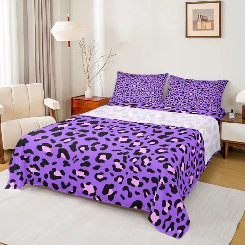 Miniatura 31 de Erosebridal Juego de sábanas para niñas, color rosa, con estampado de animales, tamaño individual, para niños, adolescentes, coloridas sábanas